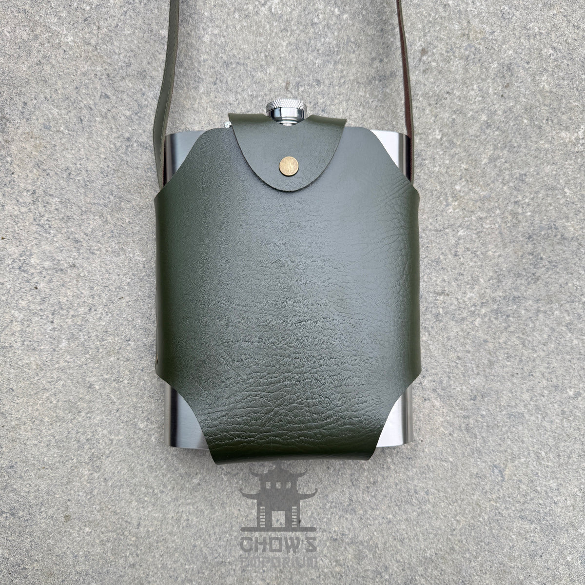 Rectangular 48oz Hip Flask with Faux Leather Holder