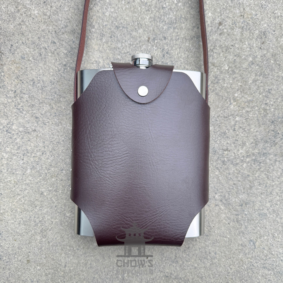 Rectangular 48oz Hip Flask with Faux Leather Holder