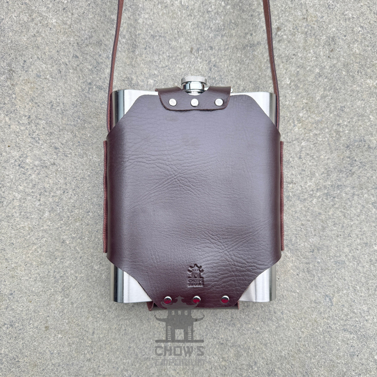 Rectangular 48oz Hip Flask with Faux Leather Holder