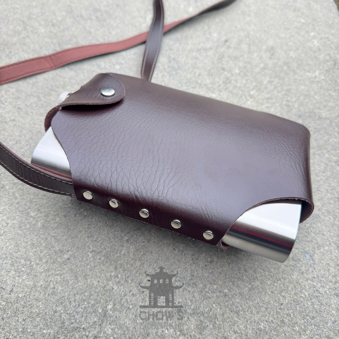 Rectangular 48oz Hip Flask with Faux Leather Holder