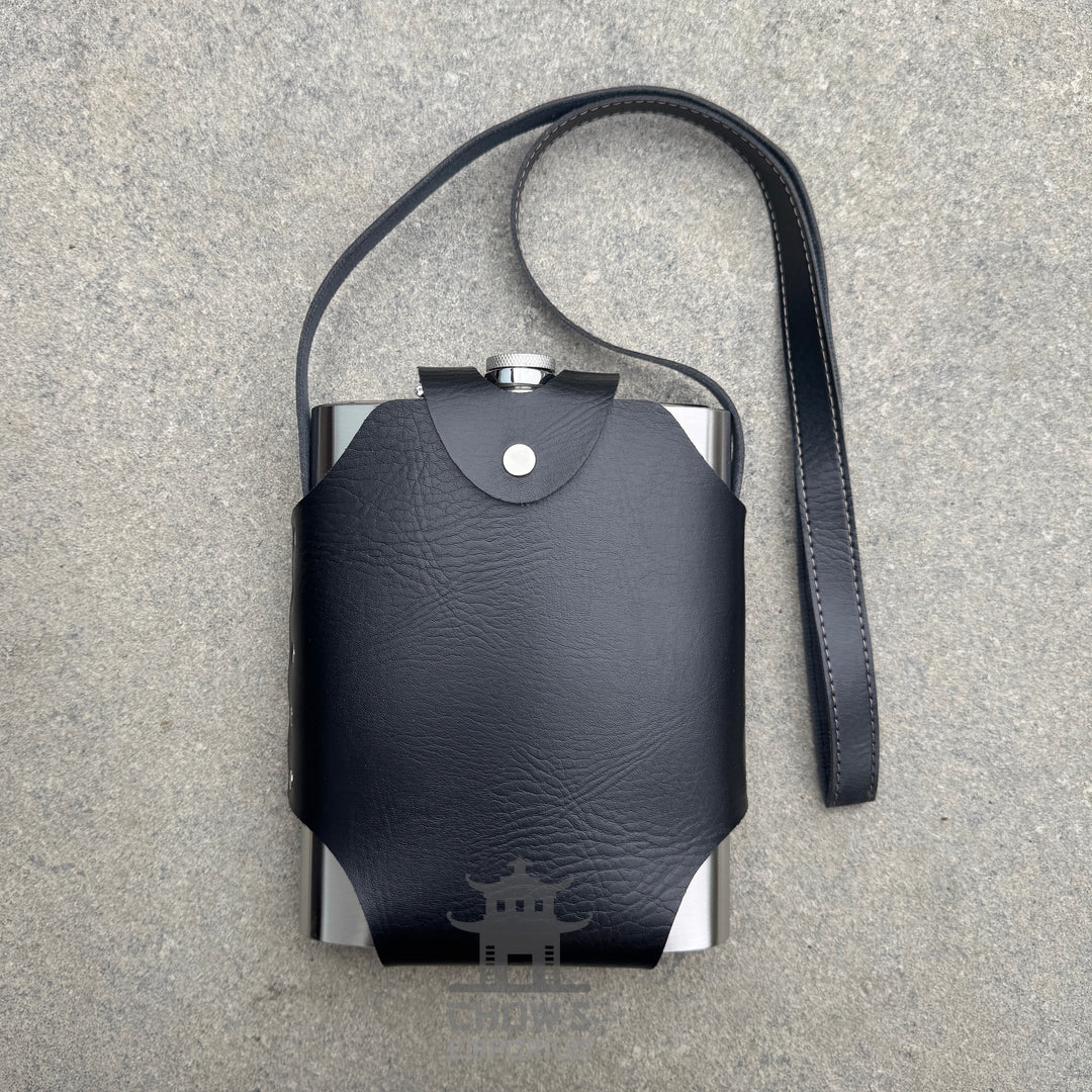 Rectangular 48oz Hip Flask with Faux Leather Holder