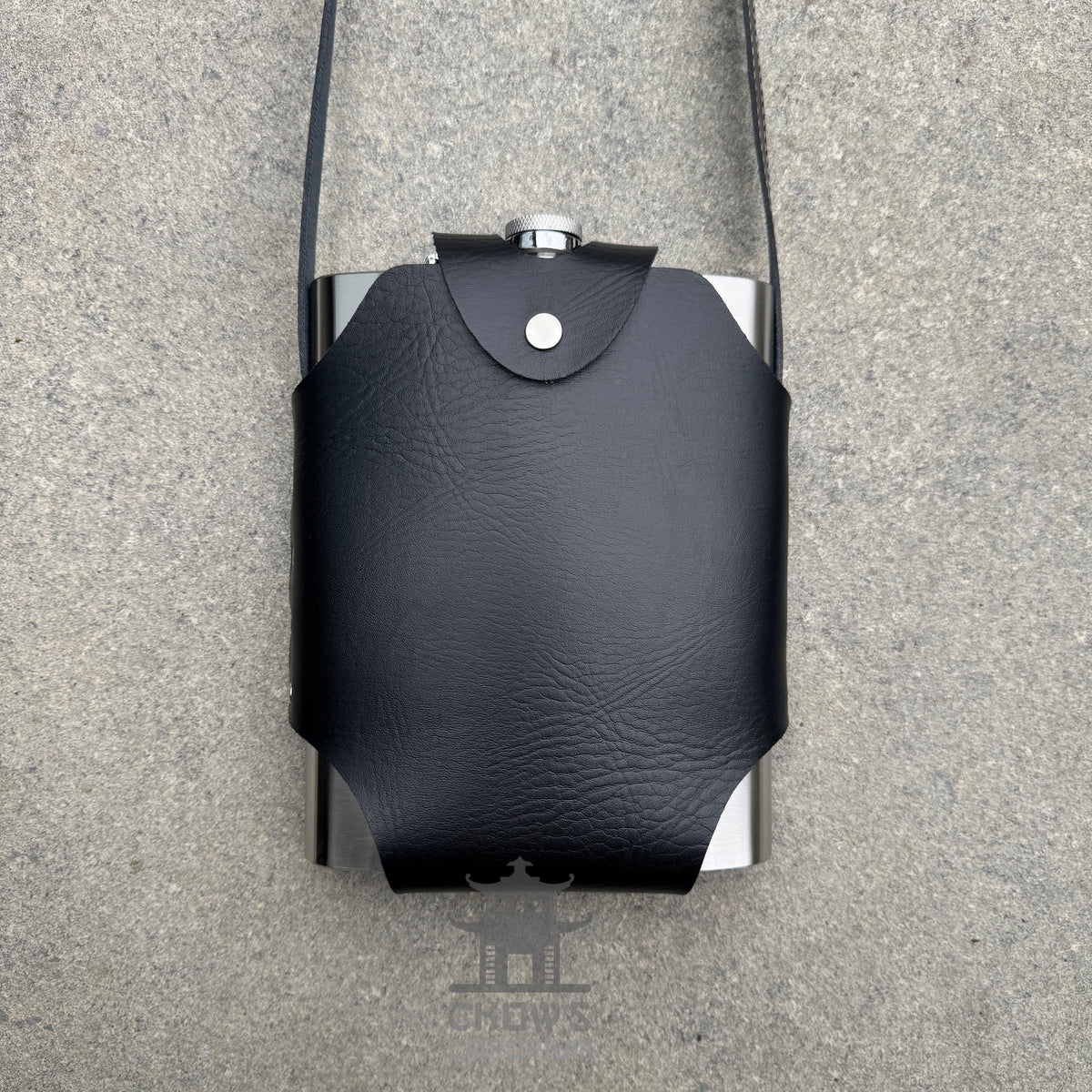 Rectangular 48oz Hip Flask with Faux Leather Holder