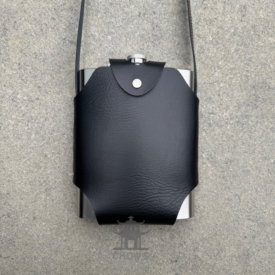 Rectangular 48oz Hip Flask with Faux Leather Holder