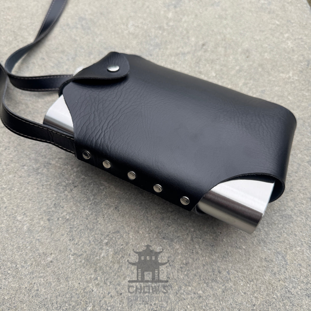 Rectangular 48oz Hip Flask with Faux Leather Holder