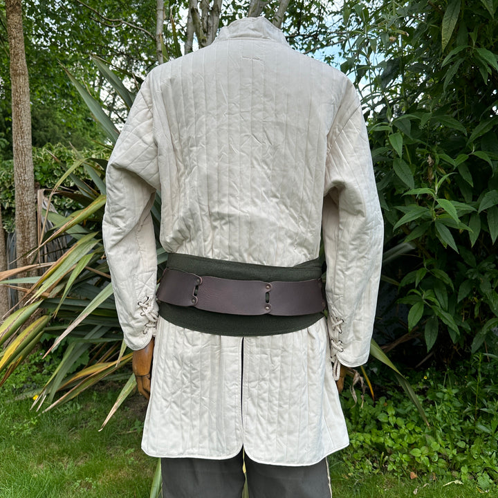 LARP Basic Outfit - 3 Pieces: White Gambeson, Pants, Sash