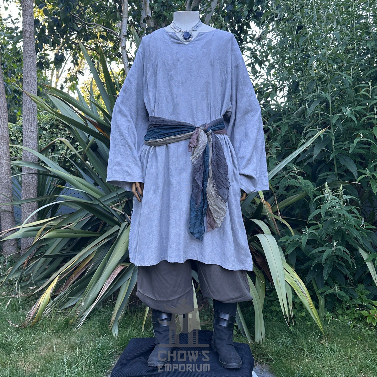 Medieval LARP outfit detailed view with layered sash.