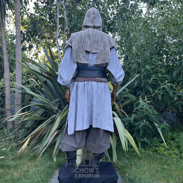 4 Pieces Grey Tunic, Hood, Trousers & Sash