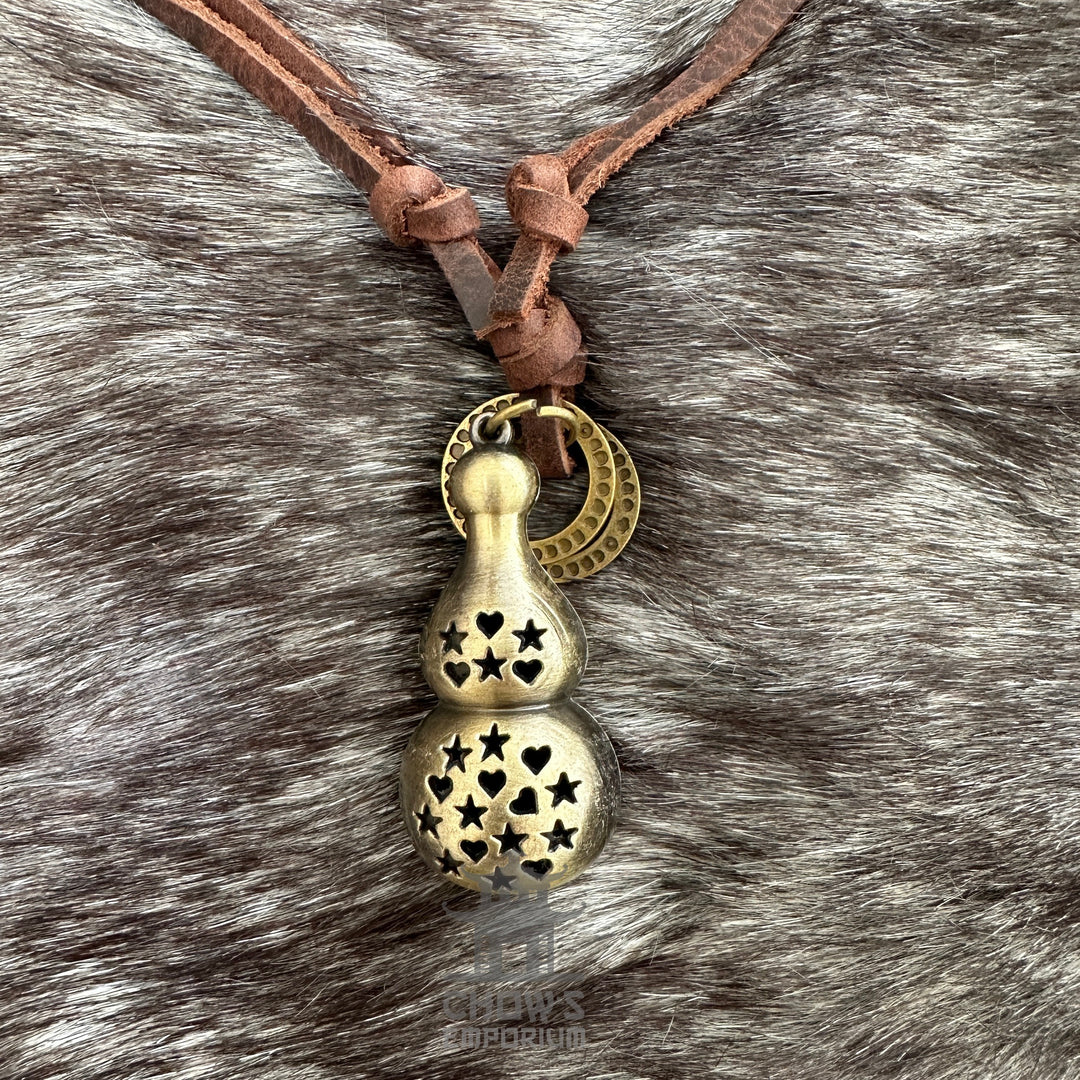 Blattförmige Halskette - LARP-Schärpe, Amulette, Accessoire - Messingfarbe