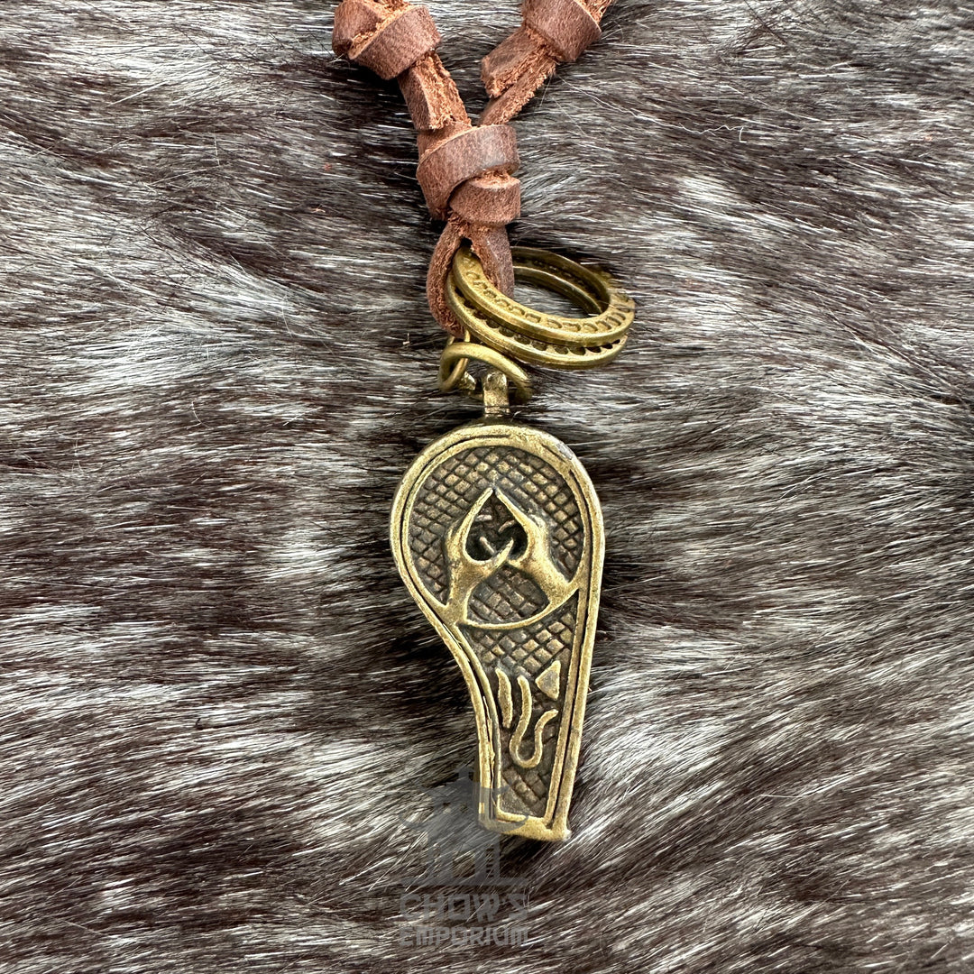 Blattförmige Halskette - LARP-Schärpe, Amulette, Accessoire - Messingfarbe