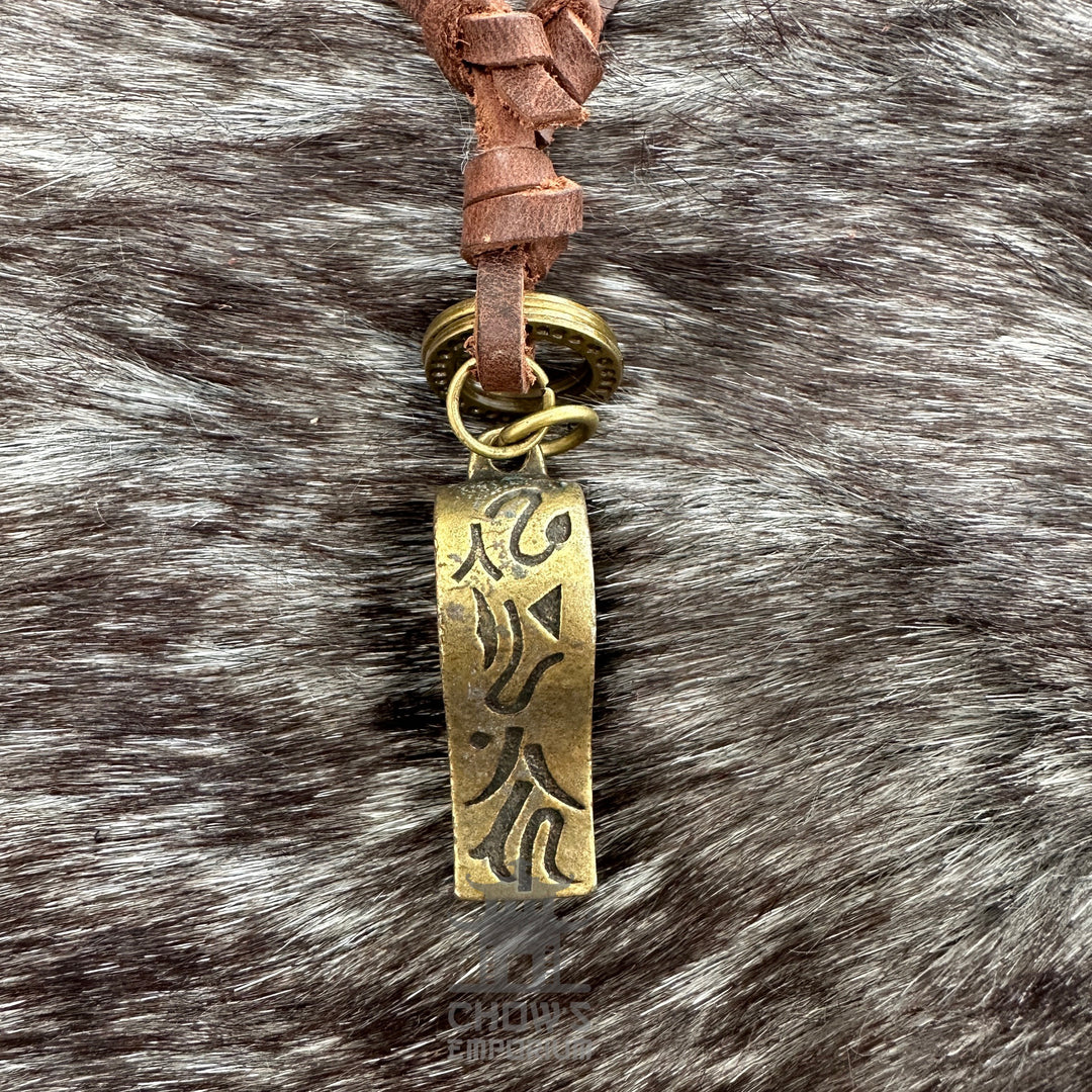 Blattförmige Halskette - LARP-Schärpe, Amulette, Accessoire - Messingfarbe
