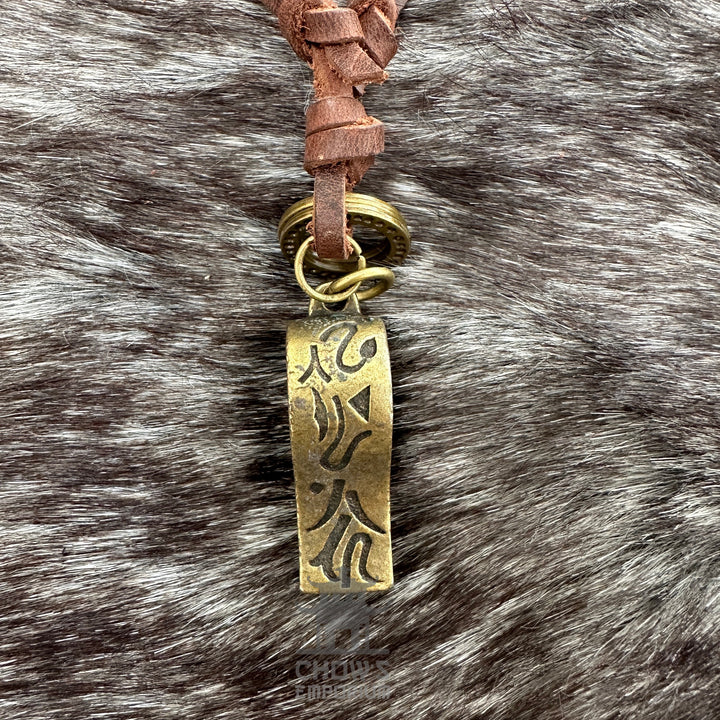 Blattförmige Halskette - LARP-Schärpe, Amulette, Accessoire - Messingfarbe