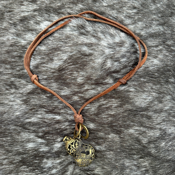 Blattförmige Halskette - LARP-Schärpe, Amulette, Accessoire - Messingfarbe