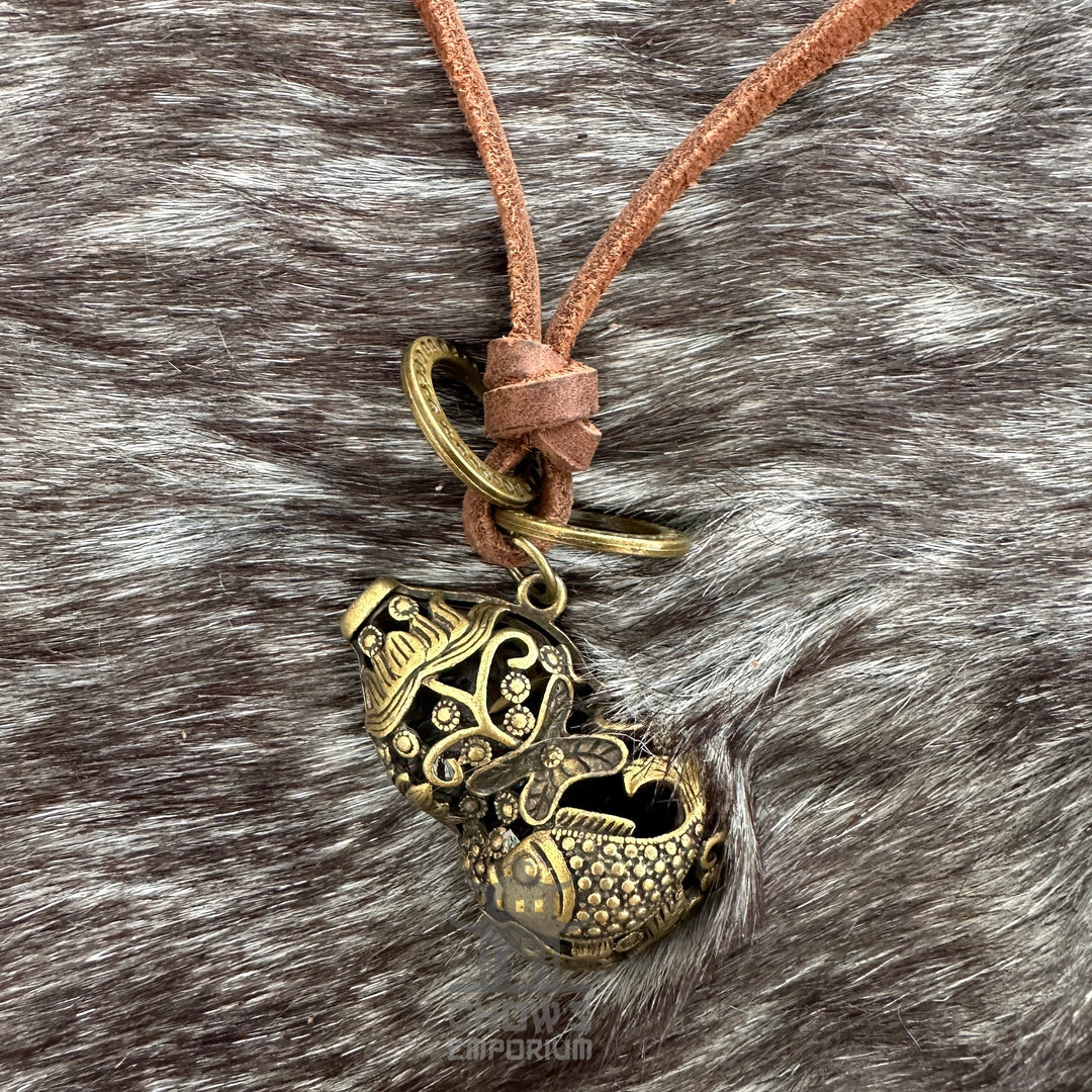 Blattförmige Halskette - LARP-Schärpe, Amulette, Accessoire - Messingfarbe