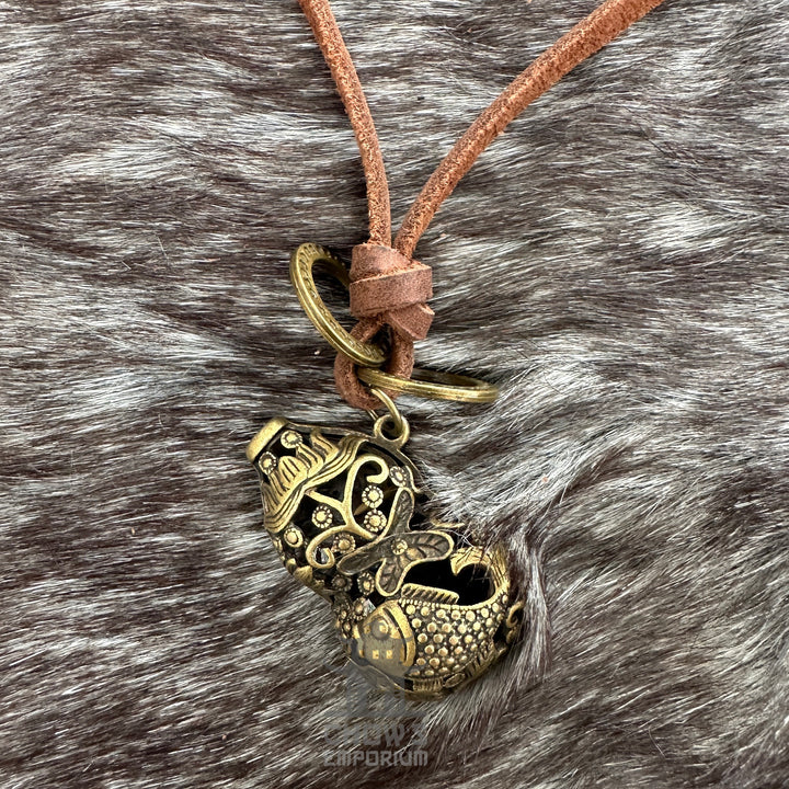 Blattförmige Halskette - LARP-Schärpe, Amulette, Accessoire - Messingfarbe