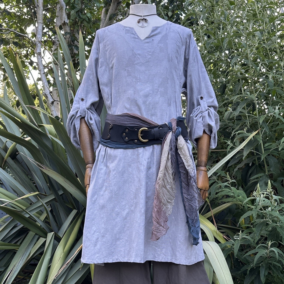 Ocean Cleric LARP Outfit 4+ Pieces (Teal Robe, Hood, Sash, and Necklace)