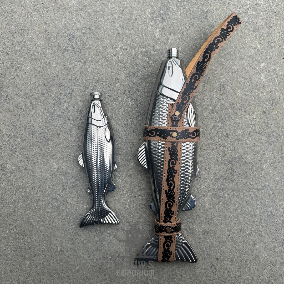 Fish-Shape 18oz Hip Flask with Belt Holder