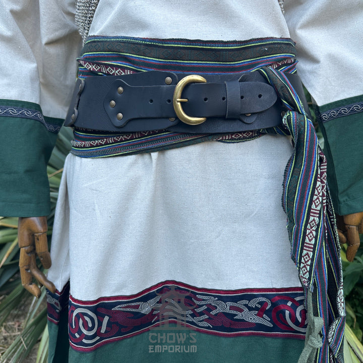 Woodland Merchant LARP Outfit - 7 Pieces (Coat, Tunic, Hood, Belt, Sash, Pants, Necklace)