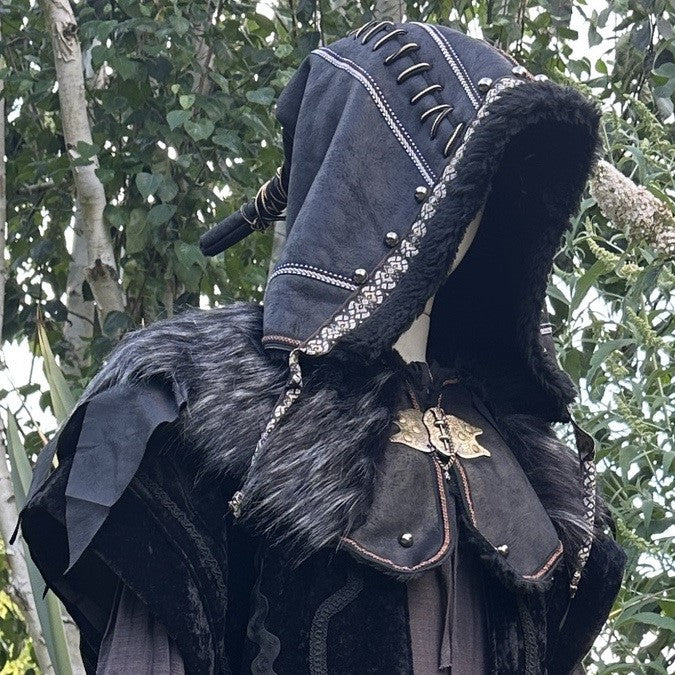 Midnight Watcher LARP Outfit - 3+ pieces (Robe, Ornate Hood and Sash)