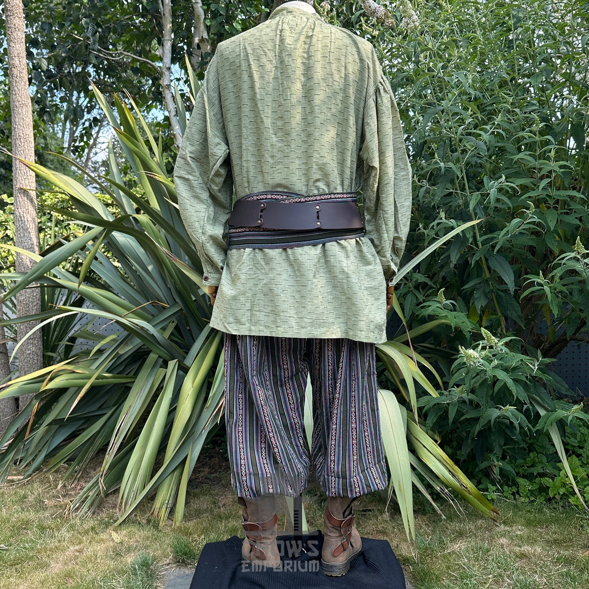 unisex textured green medieval shirt styled.