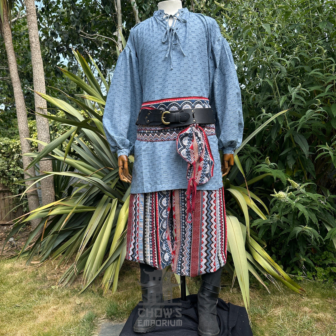 LARP Edles Hemd - Strukturierte weiße Baumwolle passend für Renaissance Faire, Piraten Cosplay