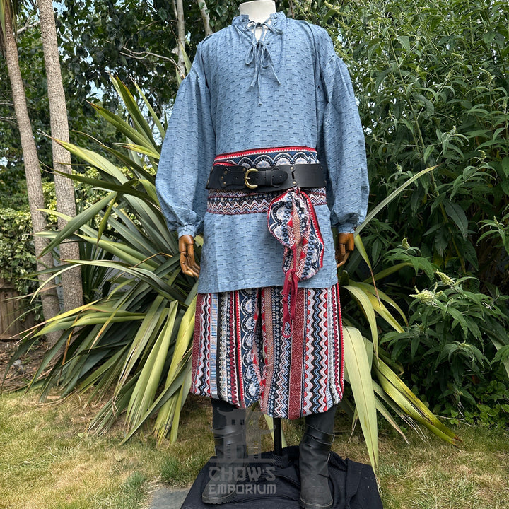 LARP Edles Hemd - Strukturierte weiße Baumwolle passend für Renaissance Faire, Piraten Cosplay