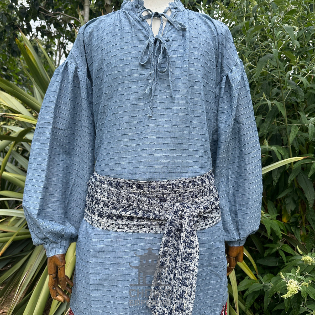 breathable textured blue medieval shirt for cosplay and LARP.