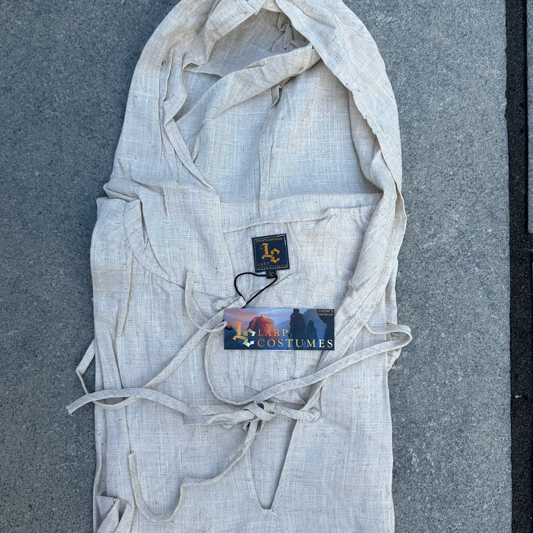 LARP Kapuzenshirt - Weiße Baumwolle passend für Renaissance Faire, Piraten Cosplay