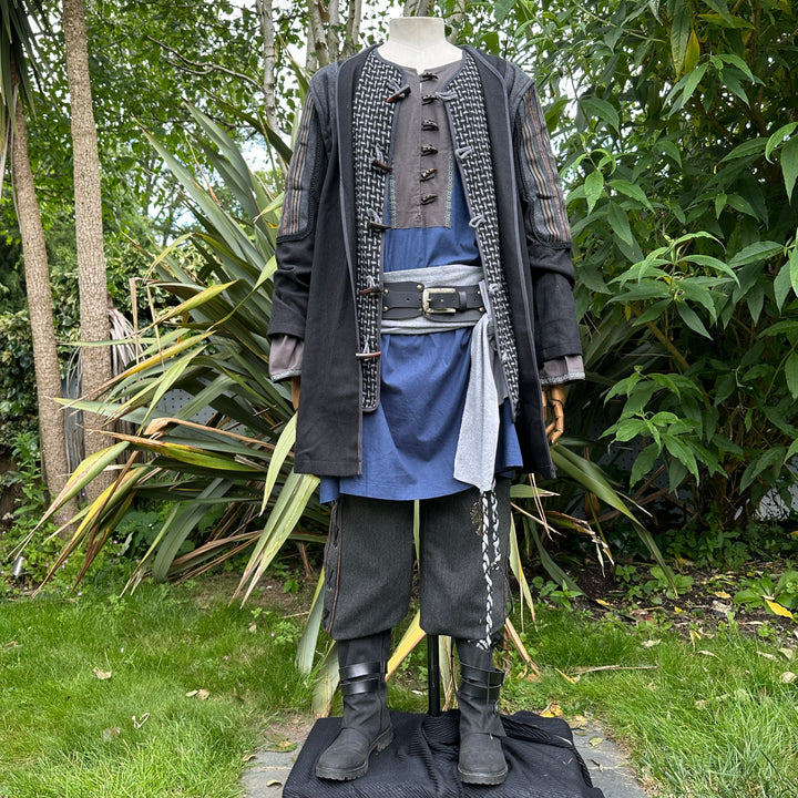 Rogue Druid LARP Outfit - 7 Pieces; Jacket, Hood, Vambraces, Tunic, Pants, Belt, Sash