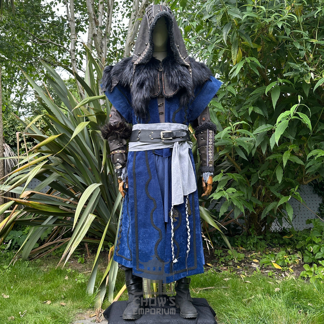 Storm Mage LARP Set - 4+ Pieces (Waistcoat, Hood, Vambraces & Sash)