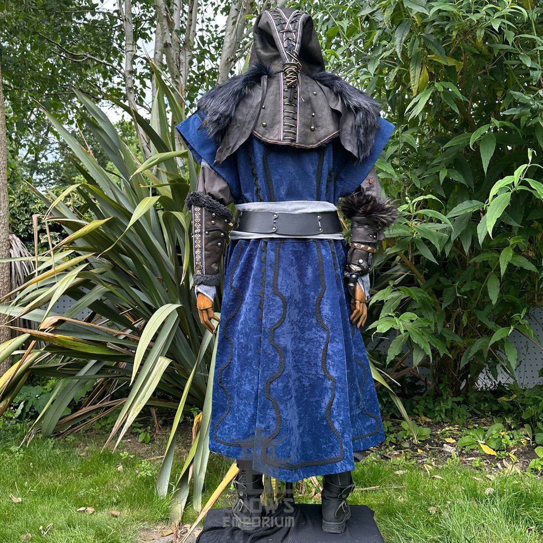 Storm Mage LARP Set - 4+ Pieces (Waistcoat, Hood, Vambraces & Sash)
