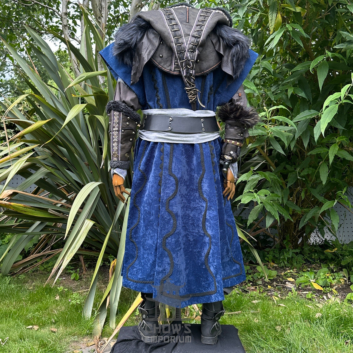Storm Mage LARP Set - 4+ Pieces (Waistcoat, Hood, Vambraces & Sash)