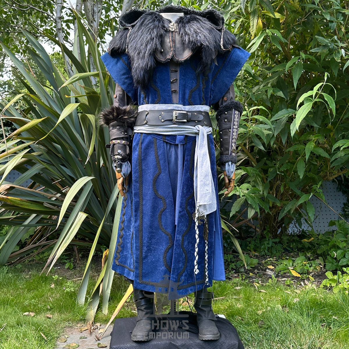 Storm Mage LARP Set - 4+ Pieces (Waistcoat, Hood, Vambraces & Sash)