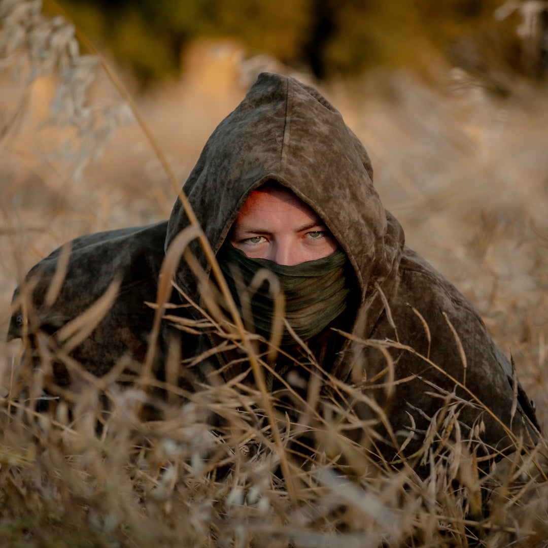 Cagoule écharpe pour GN - Vert enveloppant en faux suède