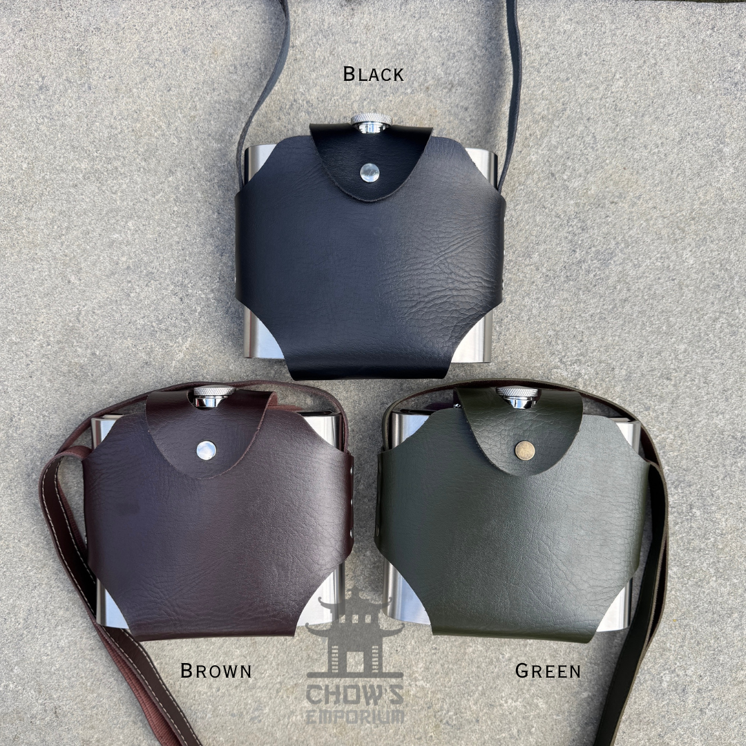 32oz Hip Flask with Leather Holder and Belt Loop