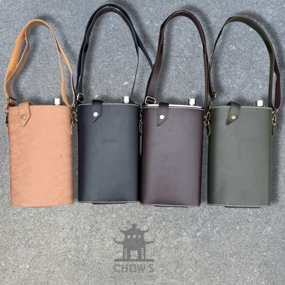 Large 64oz Hip Flask with Leather Holder