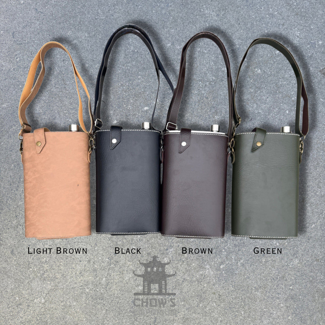 Large 64oz Hip Flask with Leather Holder