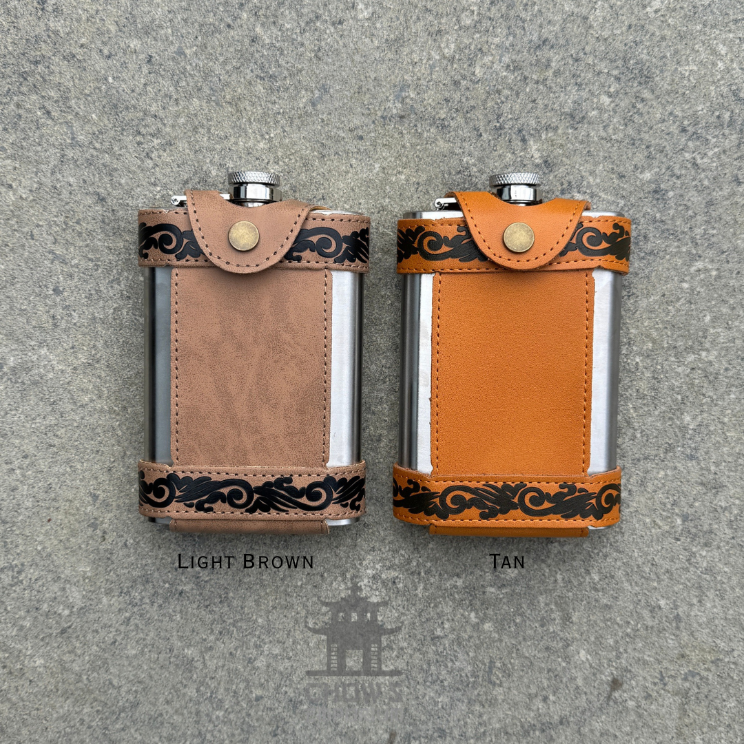 9oz Hip Flask with Leather Holder