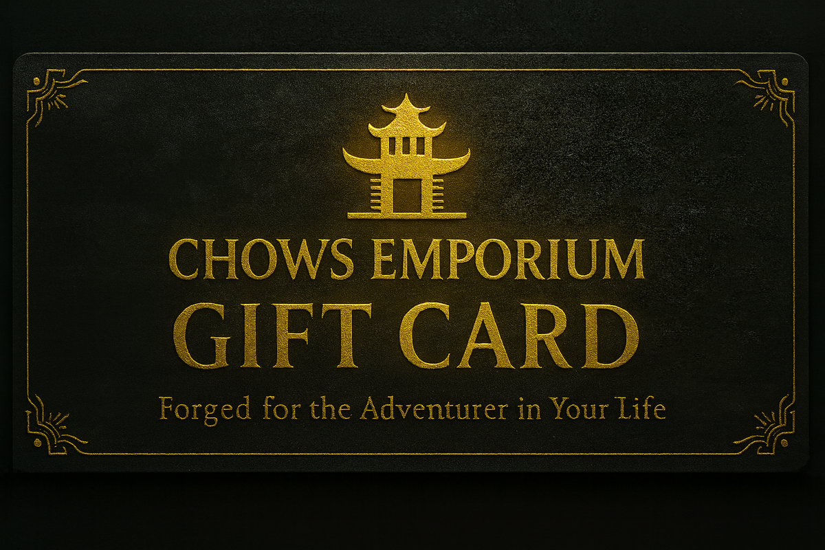 gift card with gold text on a dark background for LARP.