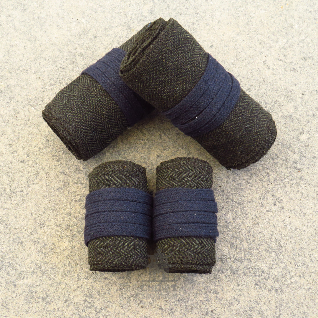 Green Herringbone Wool Arm Wraps