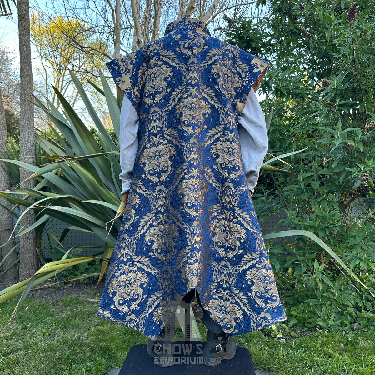 Azure Lord Outfit Set, 4+ pieces, Blue & Gold (Waistcoat, Shirt, Sash & Necklace)