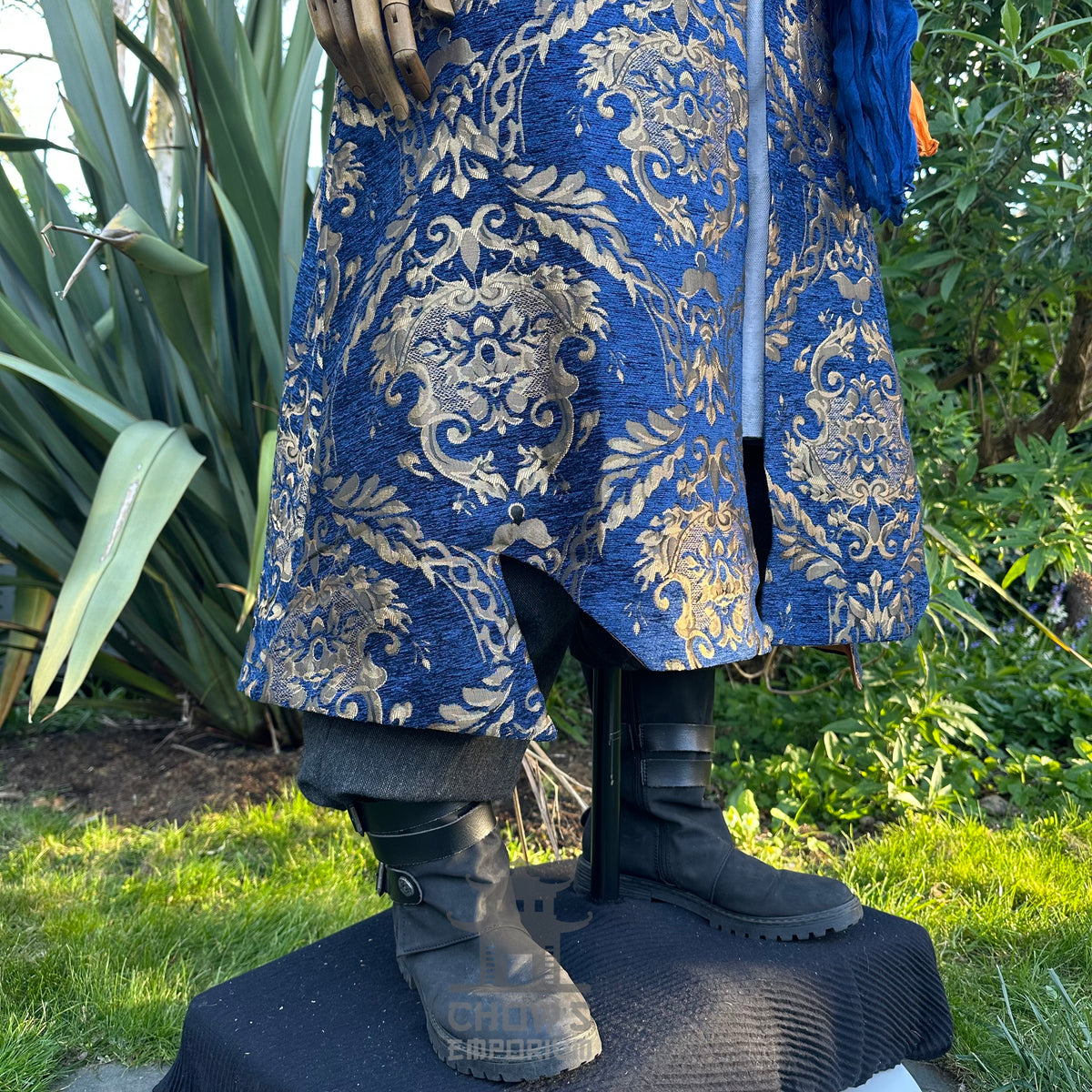 Azure Lord Outfit Set, 4+ pieces, Blue & Gold (Waistcoat, Shirt, Sash & Necklace)
