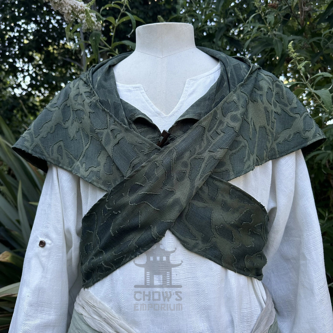 Green Medieval Scarf Hood - Lightweight
