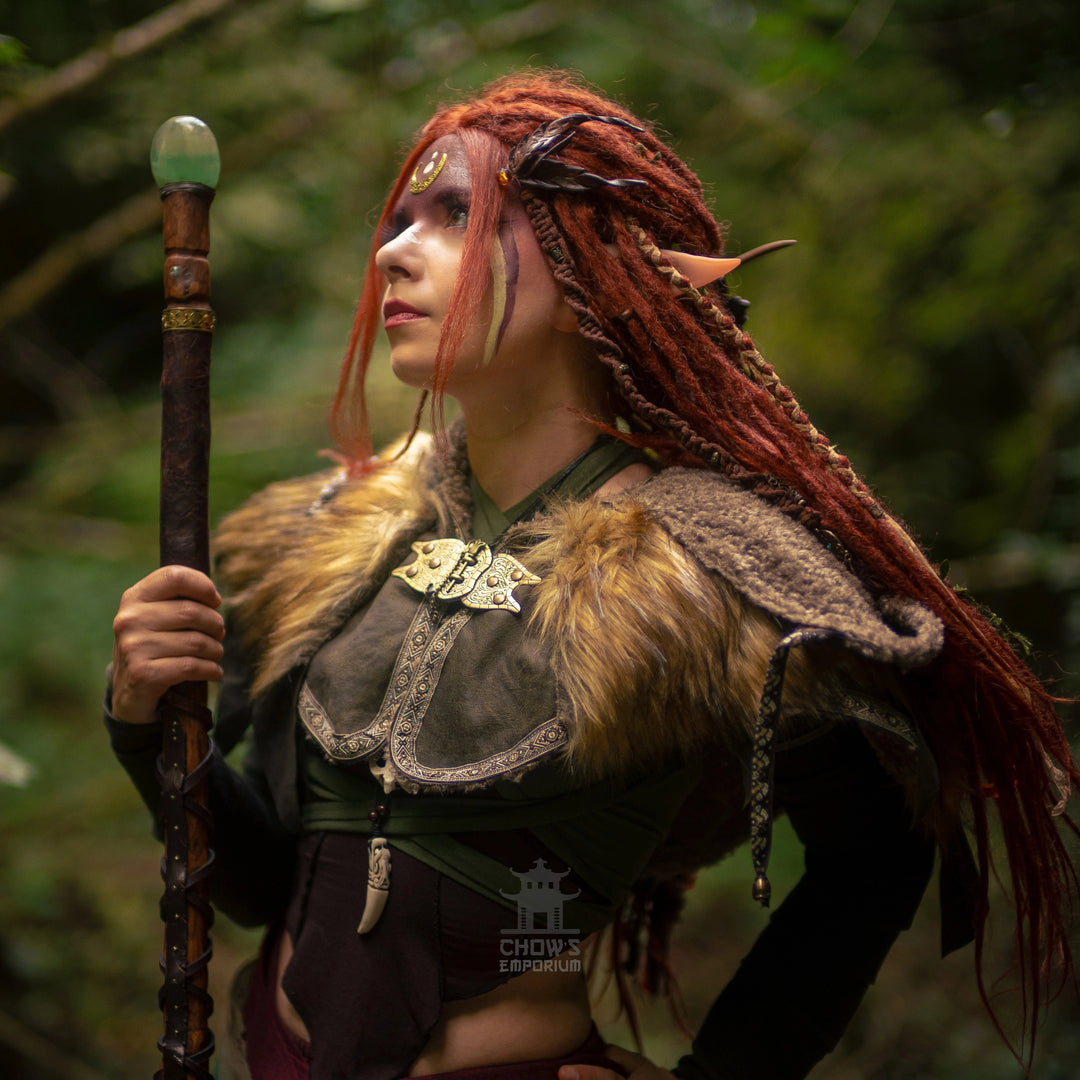 Green Ornate Faux Leather Hood
