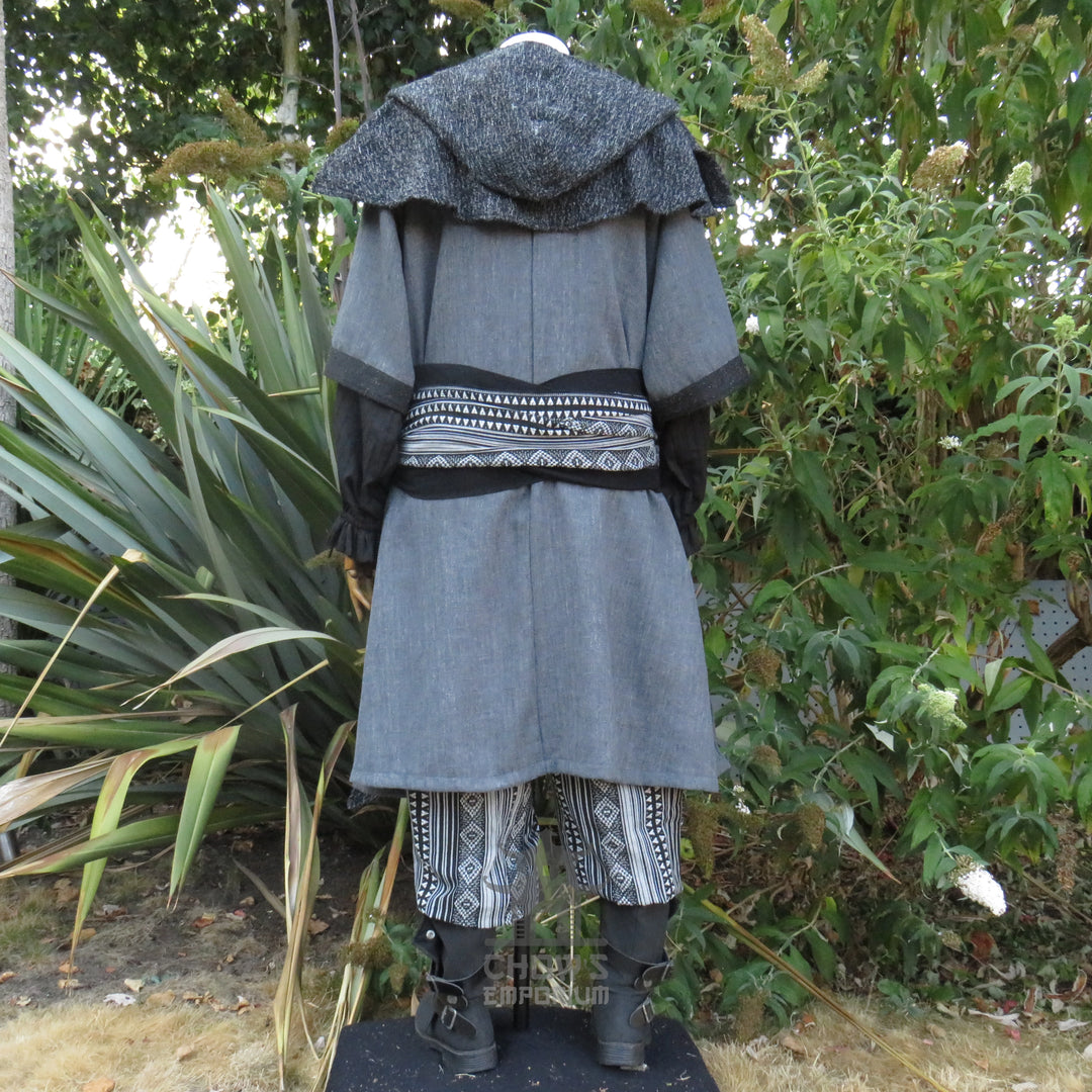 LARP Basic Outfit - 3 pieces Grey & Purple (Tunic, Hood, Sash)