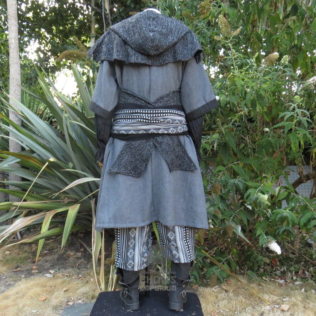 LARP Basic Outfit - 3 pieces Grey & Purple (Tunic, Hood, Sash)