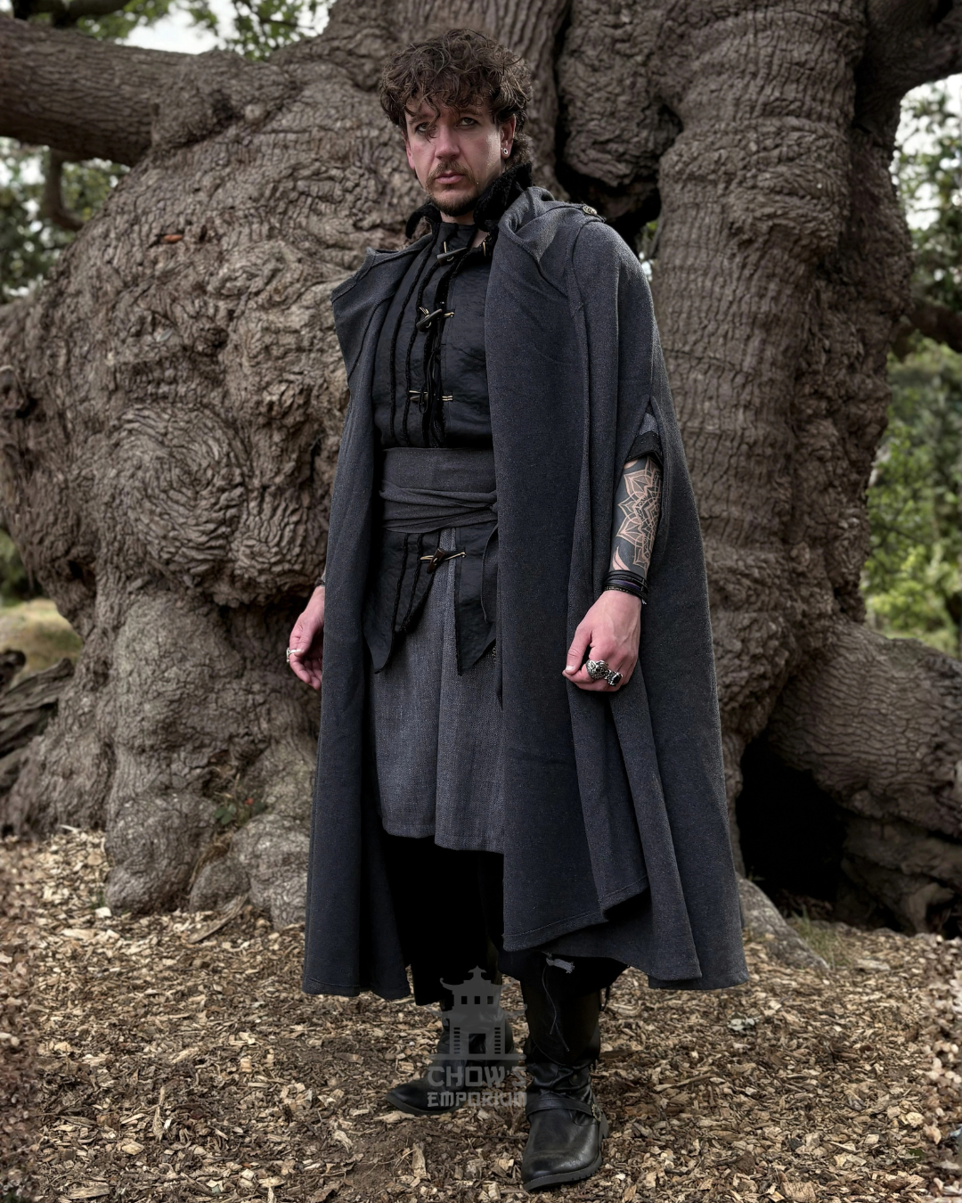 Grey Wool Hooded Cloak and Robe