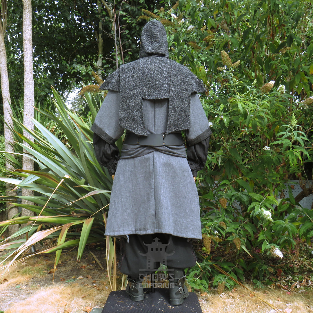 LARP Basic Outfit - 3 pieces Grey & Purple (Tunic, Hood, Sash)