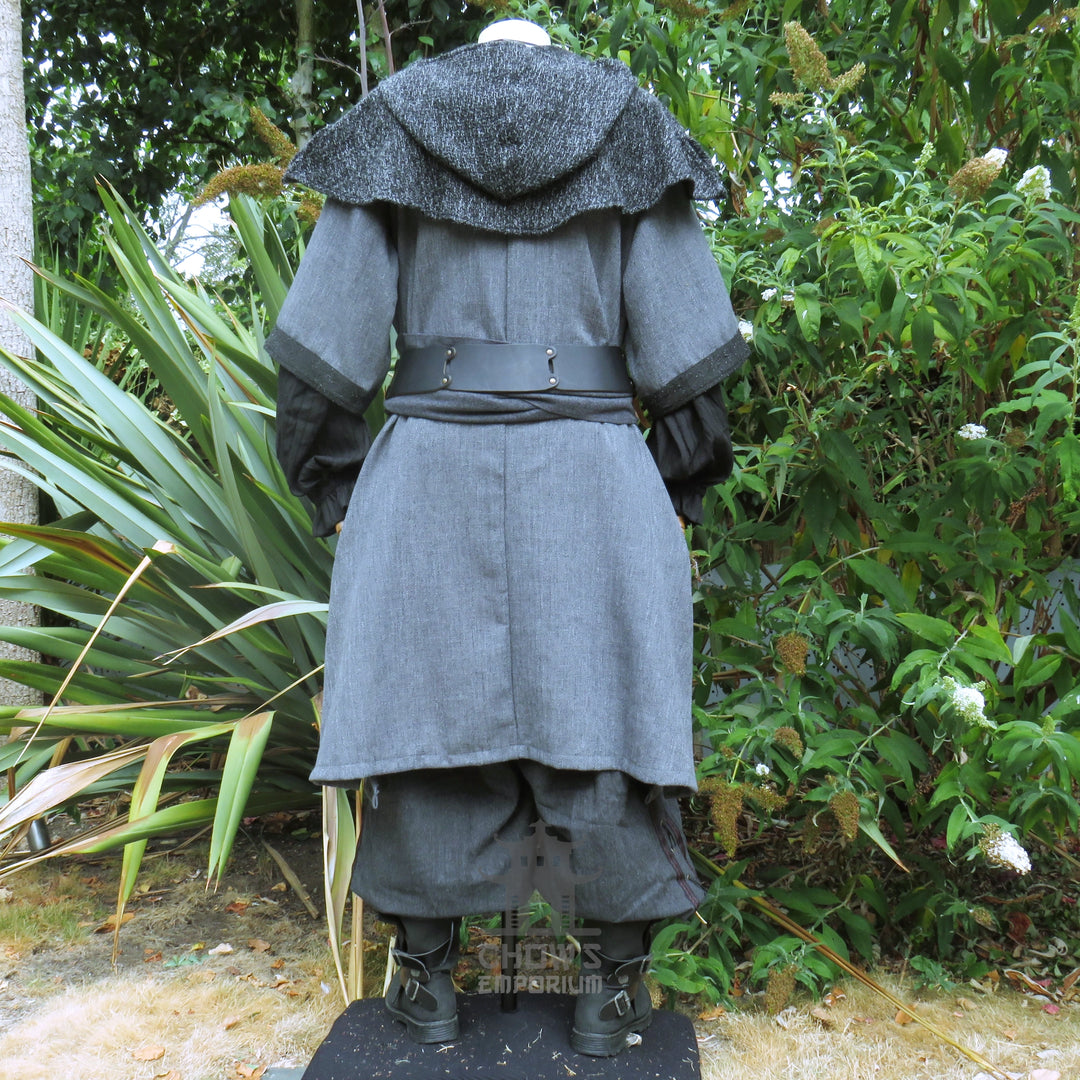 LARP Basic Outfit - 3 pieces Grey & Purple (Tunic, Hood, Sash)