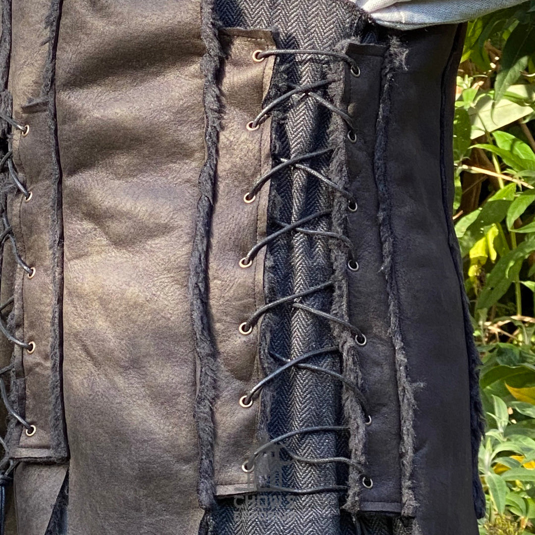 Mountain Ranger LARP Outfit, 5 Pieces (Robe, Waistcoat, Vambraces, Hood & Sash)