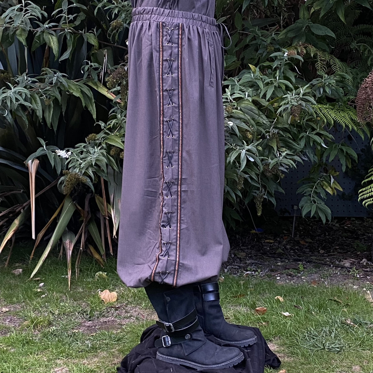 Optional grey cotton Hero Pants with side lacing